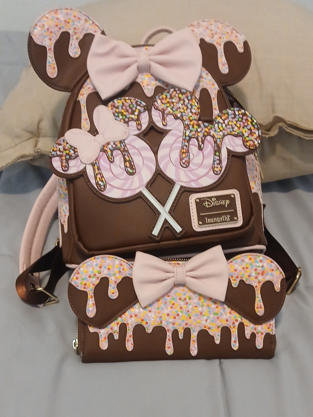 Loungefly Brown & Pink Sprinkle Drip Mini Backpack with Wallet